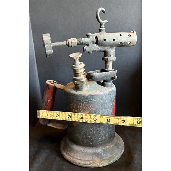 Wood Handle Antique Clayton & Lambert Mfg Co Gas Blow Torch Pat 1921 Untested - Picture 9 of 10